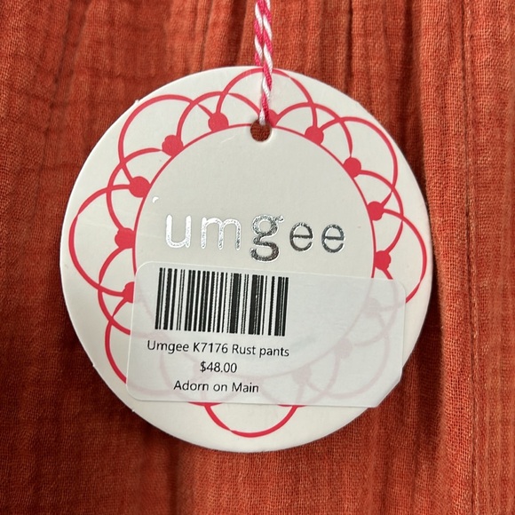 Umgee Orange Rust Wide Leg Ruffle Layered Hem Pants size M - Picture 8 of 14